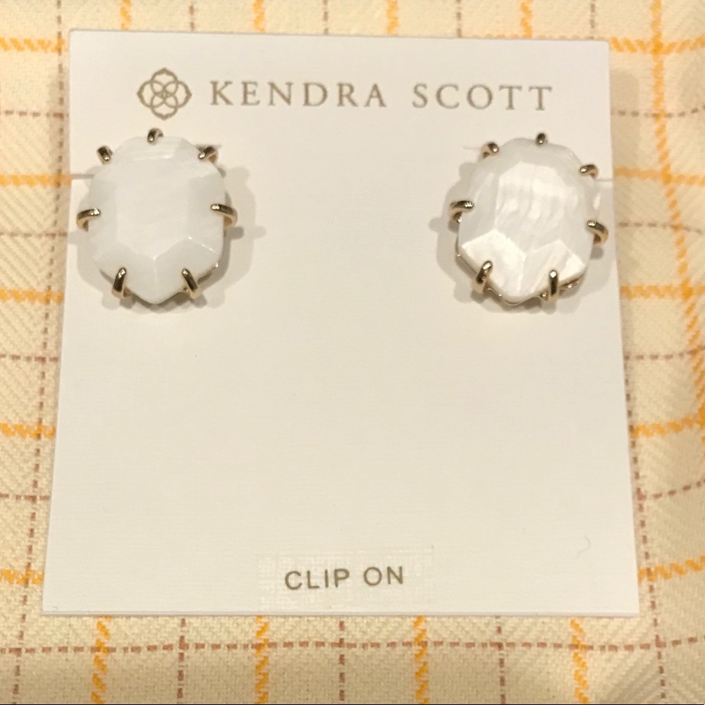 Kendra Scott Morgan stud earrings (clip on, white)